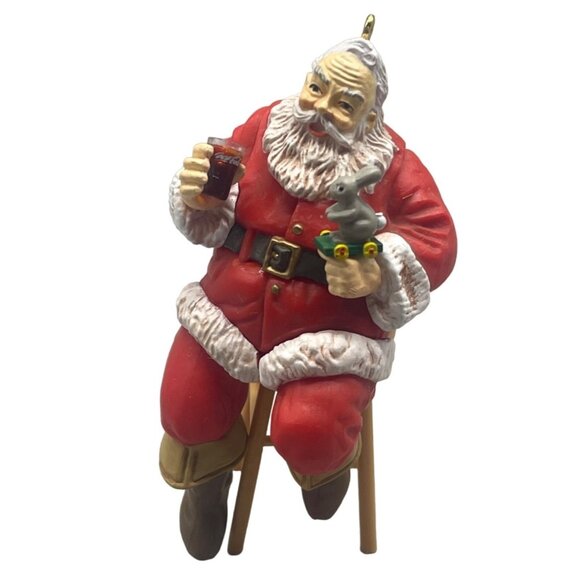 Christmas ornament Trimming A Tree coca cola 1990 bunny stool 4" red white READ - Picture 1 of 8